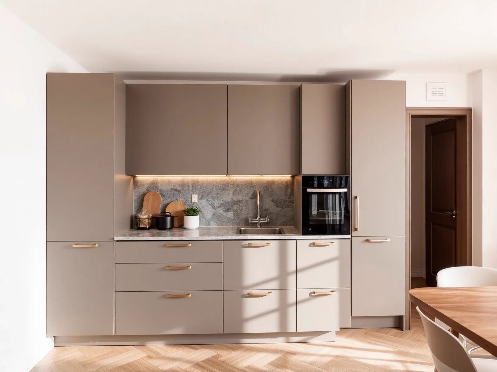 Bespoke fitted kitchen with stone worktop in a Malta apartment